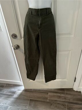 Gap Olive Green High-Rise Cotton Pants